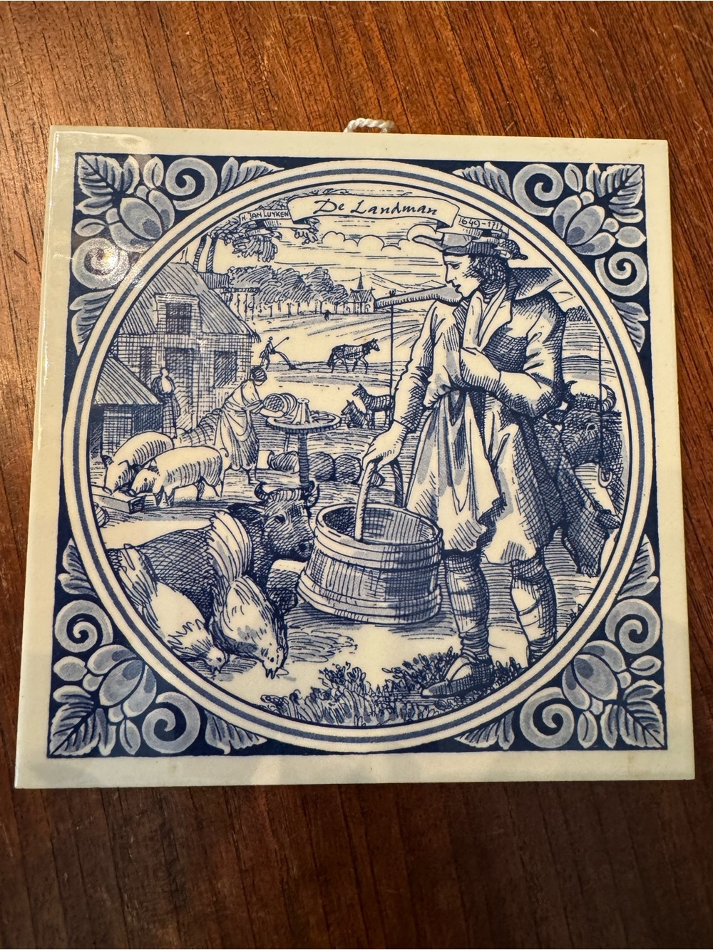 Dutch Delft Blue ceramic tile